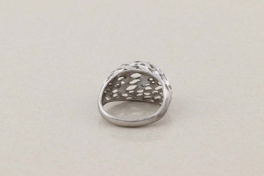 Sterling Silver Textured Diamond Cut Dome Ring Size 10 - Picture 8 of 9